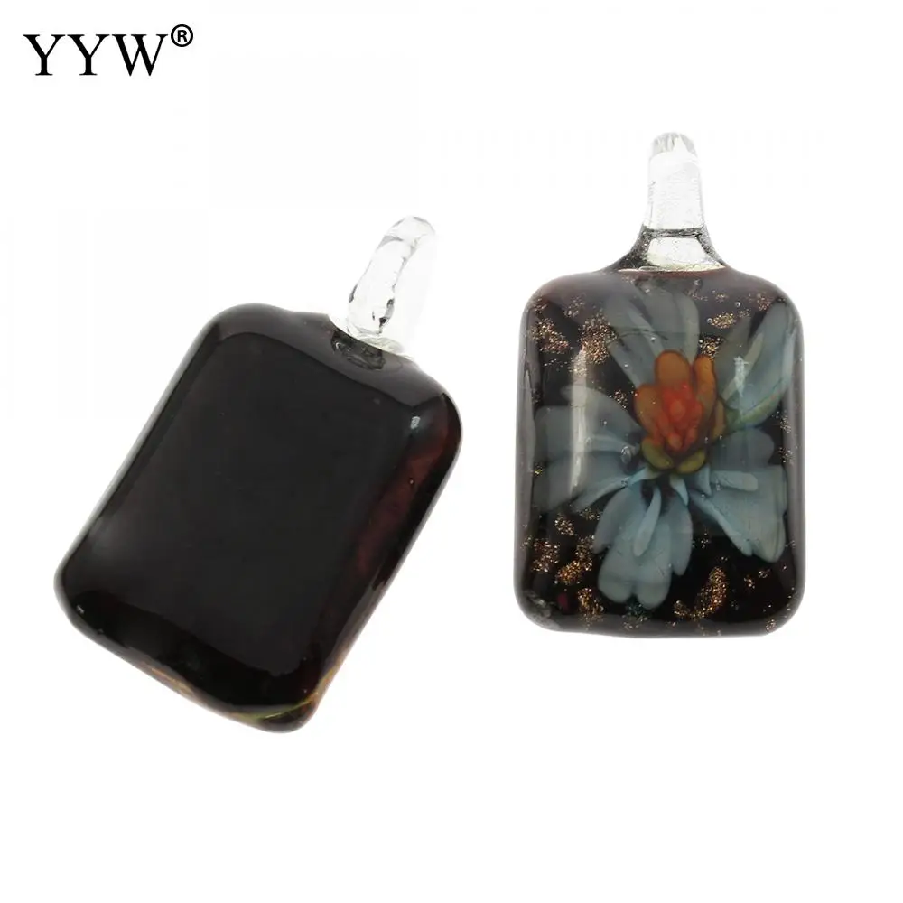12 шт. многоцветный внутренний цветок Lampworking стеклянный кулон модные ювелирные аксессуары Lampwork прямоугольник женский кулон