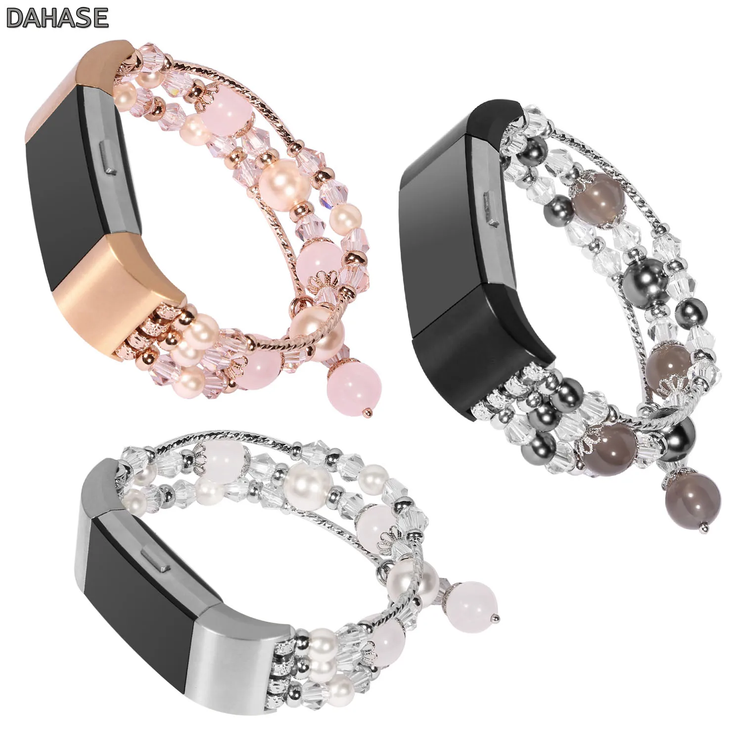 DAHASE белый серый розовый Агат бусы браслет для браслета FitBit Charge 2 женщин жемчуг