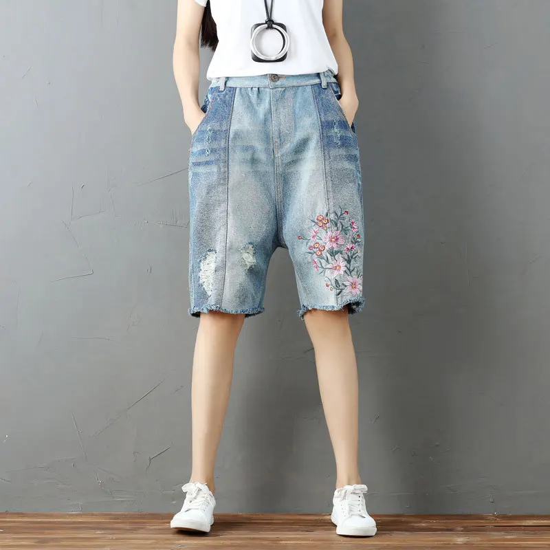 Женские летние винтажные отбеленный поцарапанный вышитый эластичный пояс