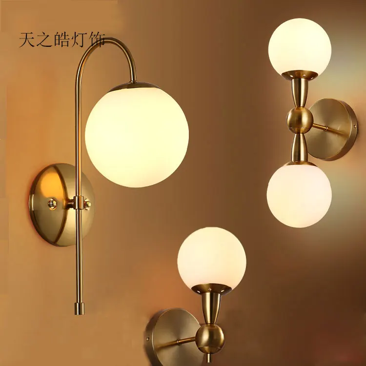 

Modern Wall Lamp Glass Sconce Luminaire Ball Light Luminaria Abajur For Bathroom Bedroom Light E27 Base Home Lighting Lamparas