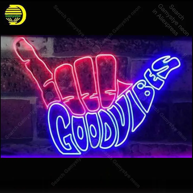 Неоновые световые знаки с пальцами Good Vibes неоновая лампа вывеска ручная работа