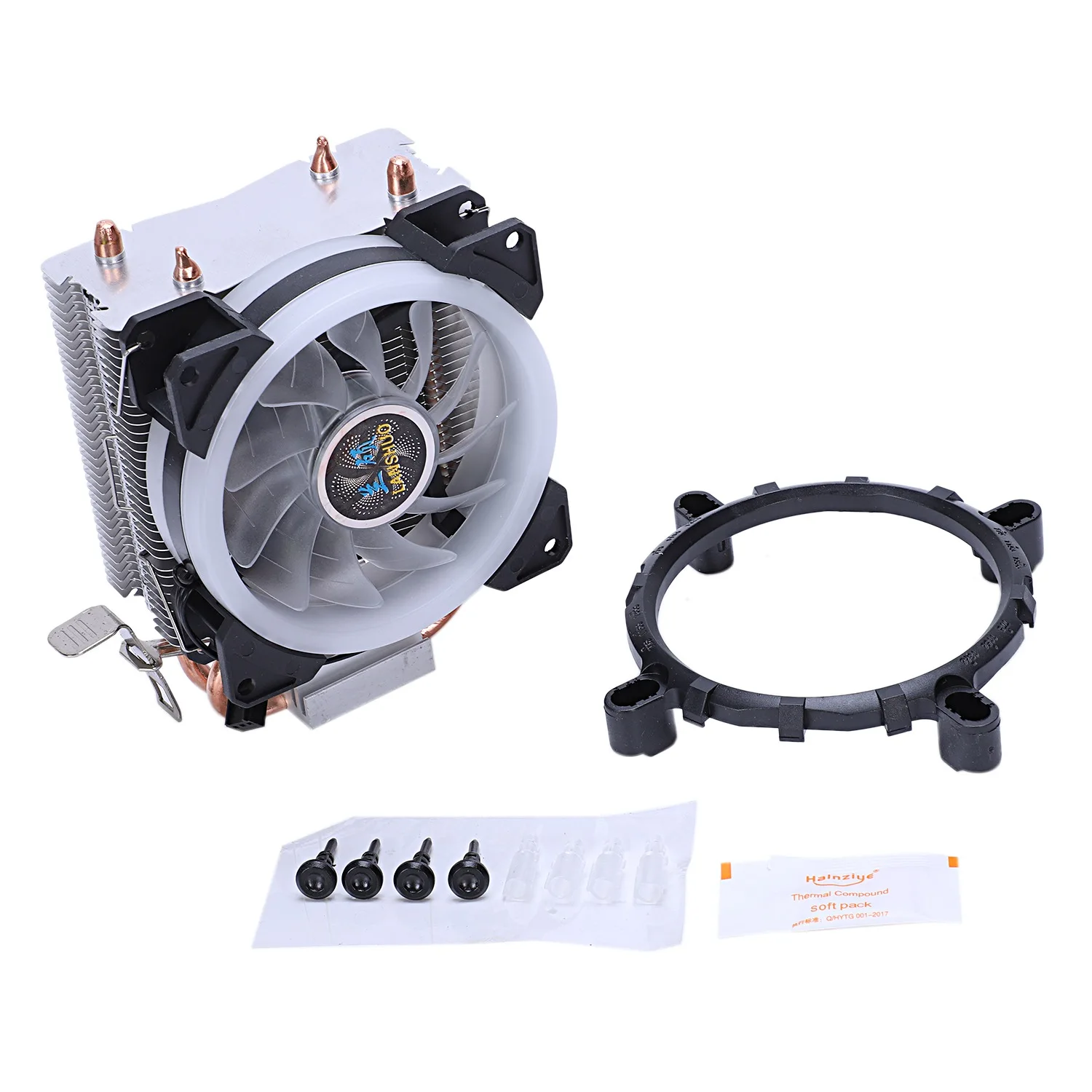 Lanshuo Led Чистая медь 2 тепловая трубка для 1366 1155 775 Intel/Amd мультиплатформенный радиатор Cpu 3 провода с подсветкой(пять цветов