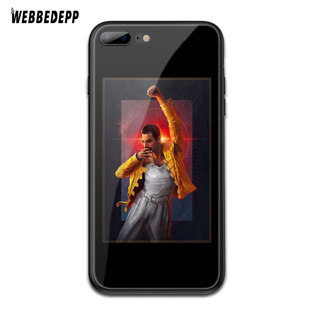 TG2 Чехол WEBBEDEPP queen band Freddie Mercury из закаленного стекла TPU для Apple iPhone 6 6S 7 8 Plus 5 5S SE XR X XS 11 Pro MAX чехол - Цвет: TG2