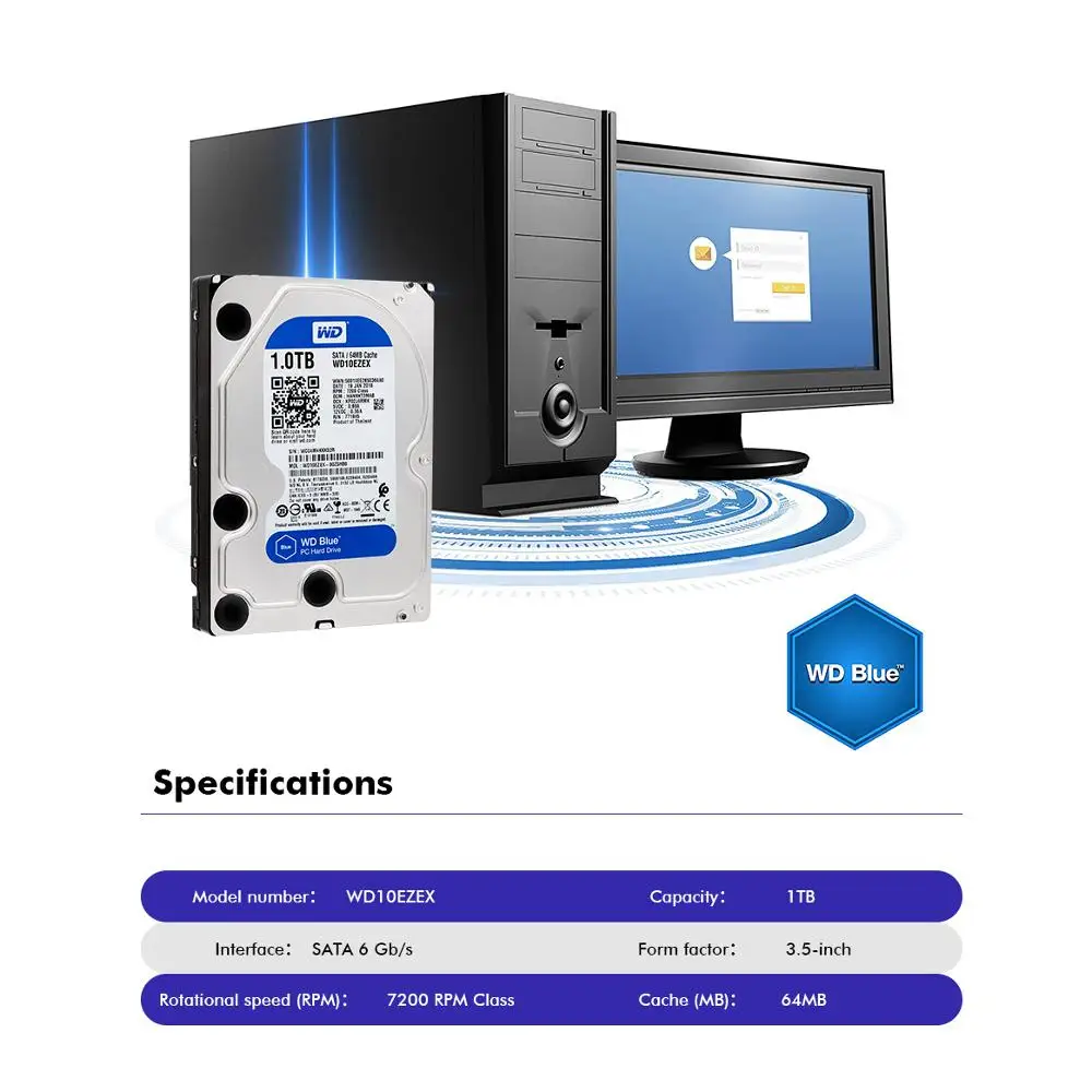 WD BLUE 1 ТБ hdd 3 5 &quot7200 об/мин 64 м кэш SATA 6 ГБ/сек. внутренний жесткий диск HD Жесткий для