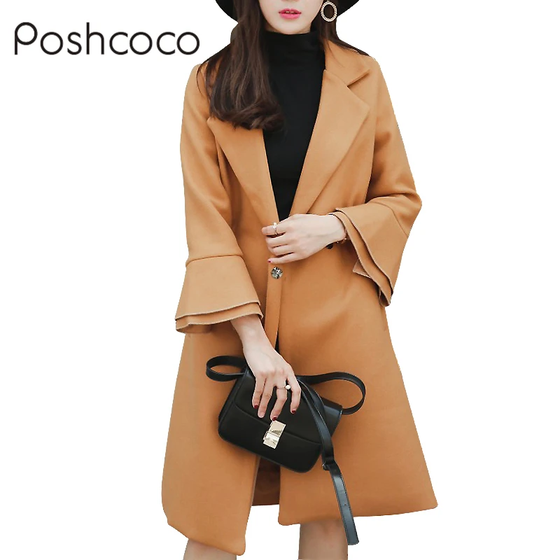 Poshcoco высокое качество Для женщин Элегантный теплая шерсть Пальто для будущих мам