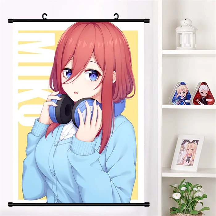 R Японское аниме Go-Toubun no Hanayome Nakano Miku настенный свиток Фреска плакат мультфильм настенные подвесные плакаты коллекция домашнего декора искусство - Цвет: R