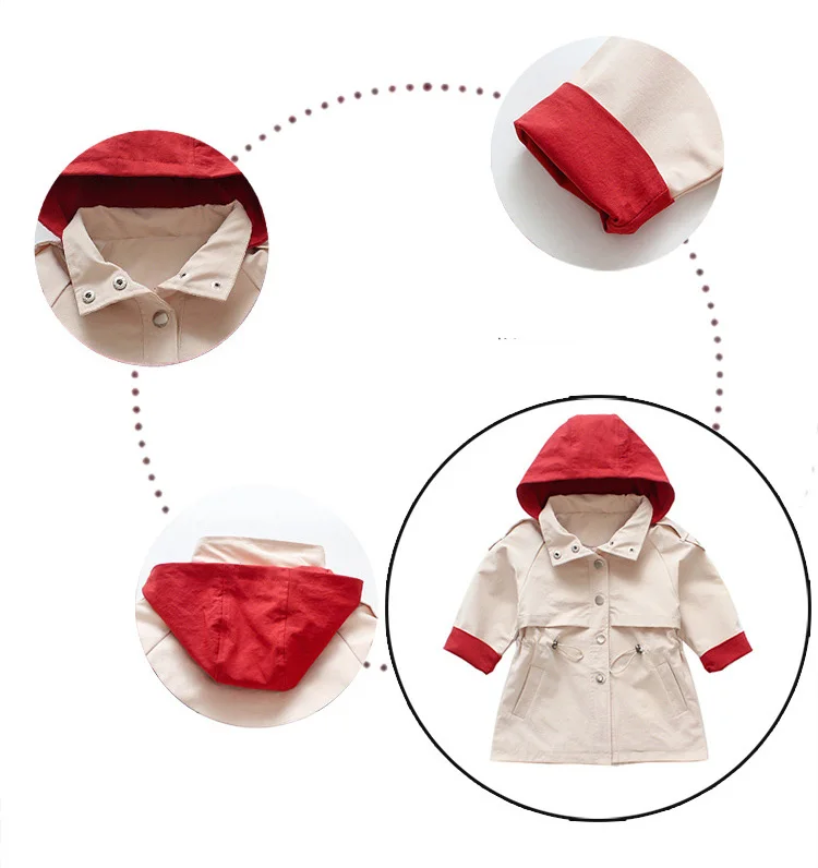 

2019 Spring Autumn Girls Windbreaker Coat Baby Girl Hooded Jackets Outerwear Toddler Clothing Children Coats Jacket Kids Clothes