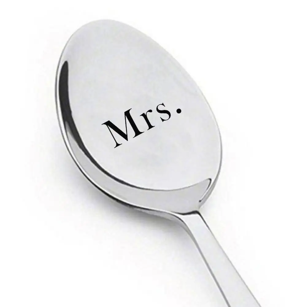 Пара Mr Mrs кофейная ложка с надписями из нержавеющей стали для еды Мороженое