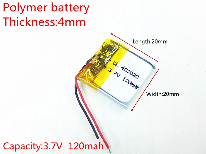 

3,7 в, 120 мАч, 402020 полимерный литий-ионный/литий-ионный аккумулятор для игрушек, внешний аккумулятор, GPS,mp3,mp4, сотовый телефон, динамик