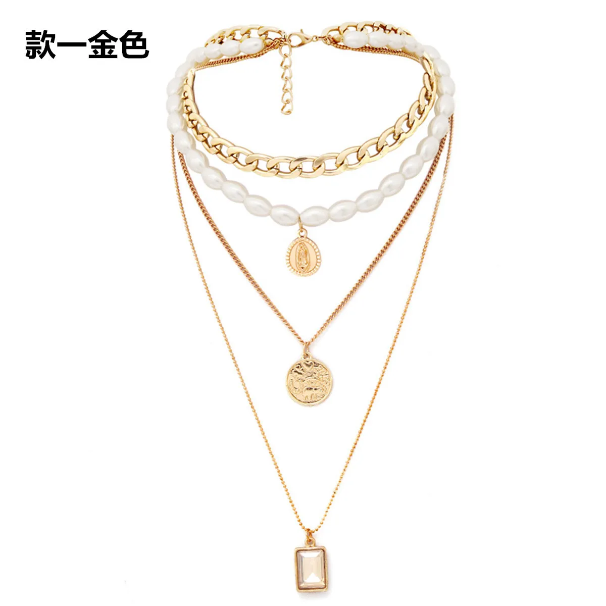 Gold A JCYMONG, роскошное колье из искусственного жемчуга, ожерелье, золото, серебро, цветной многослойный, цепочка, кристалл, кулон, ожерелье для женщин, ювелирное изделие - Окраска металла: Gold A