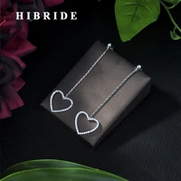 hibride cute big heart shape flower 2019 new design cz crystal large white bridal long dangle earrings for women wedding e 255