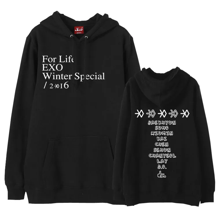 Exo зима специально для жизни все члены имя печати толстовки модный kpop флисовый