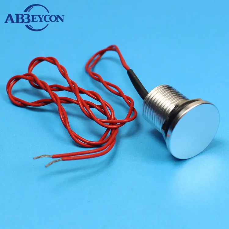 Abbeycon нормально открытый мгновенный 12 В IP68 водонепроницаемый 12 мм плоская головка из нержавеющей серебра Небольшой Пьезо-переключатель сенсорный для запуска с проводом