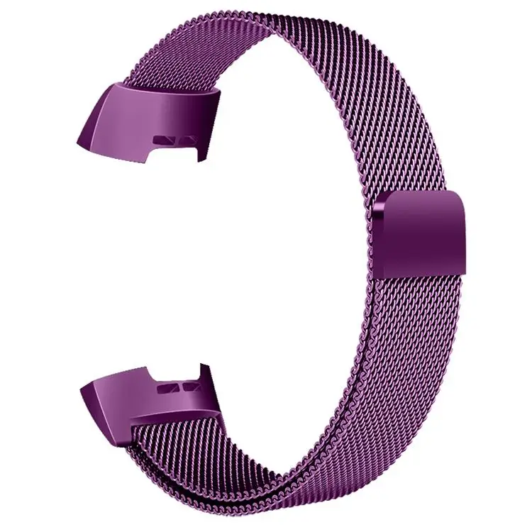 purple OULUCCI металлический ремешок из нержавеющей стали для браслета Fitbit charge 2 Миланская петля Магнитный Fitbit charge 3 ремешок умный Браслет для женщин и мужчин - Цвет: purple