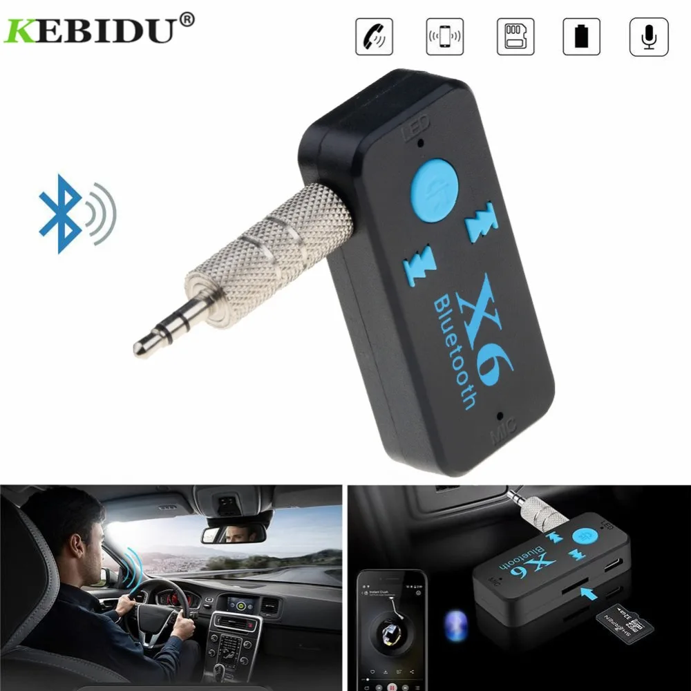 Автомобильный Bluetooth приемник KEBIDU X6 3 5 мм Aux комплект адаптер с поддержкой TF карты