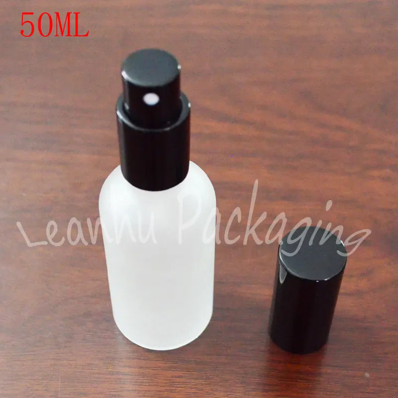 50ML Transparent Frosted Glass Bottle With Spray Pump , 50CC Toner / Perfume Sub-bottling , Empty Cosmetic Container