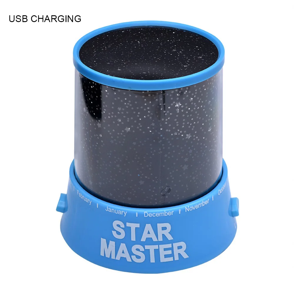 Blue USB Charging Креативный светодиодный ночник, светильник-проектор, Звездный светильник, небесно-лунный мастер, для детей, романтичный, красочный, для домашнего декора, лампа-проектор - Испускаемый цвет: Blue USB Charging