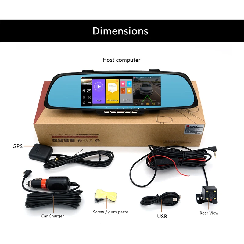 Junsun 6.86 дюймов Android gps навигации 16 ГБ с DVR Камера зеркало заднего вида Автомобильный
