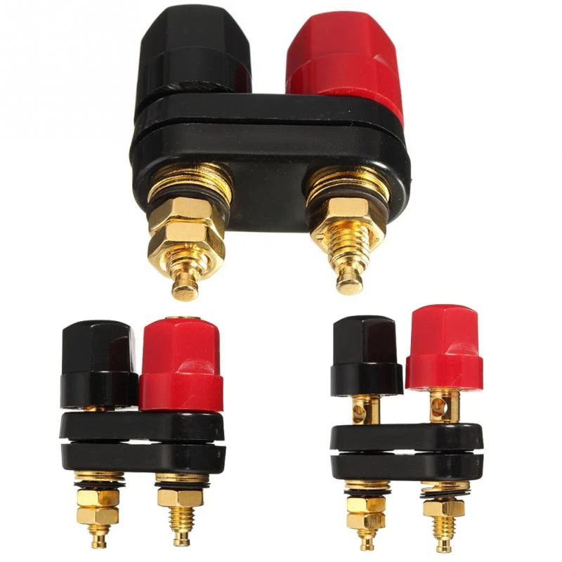 

2Pcs/Lot Banana plugs Couple Terminals Gold Plate Red Black Connector Terminal Banana Plugs Binding Post in Wire Connectors