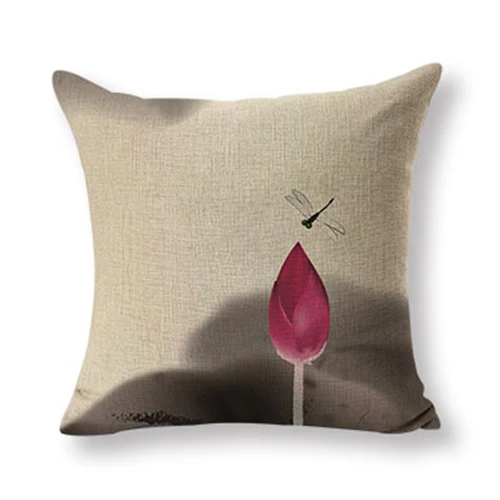 

2017 Gifts New Pillow Cushion Case Chinese Style Flowers Travesseiro Family 18 Cotton Linen Car Home Decor Lnk Lotus Kussenhoes