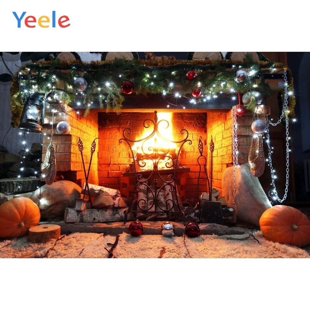 Yeele Рождественский фон для камина винтажный виниловый Фотофон с тыквой детского