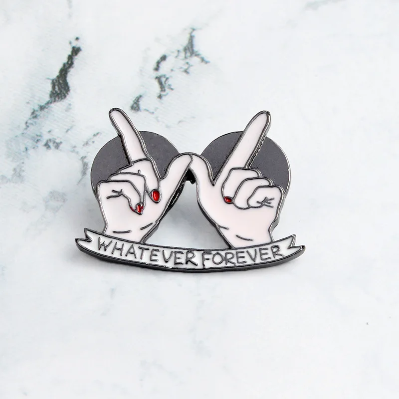 1PCS Heart Gesture Brooch wholesale Whatever Forever Eternal Love Good Friends Enamel Pin Denim Coat Badge Couple Jewelry | Дом и сад