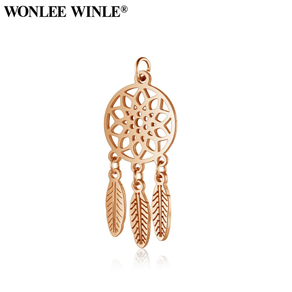 Wonlee Winle розовое золото полностью полированный Ловец снов Очаровательные