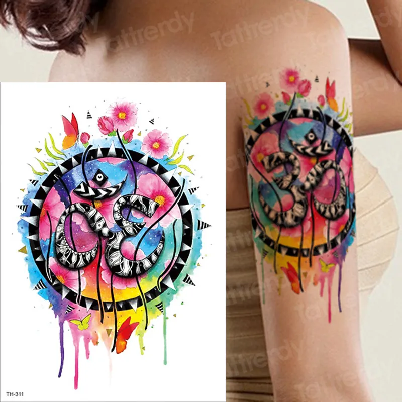 temporary tattoo arm sleeves women tattoos water color sexy tatoo & body art tiger wolf snake watercolor tatto fake big | Красота и