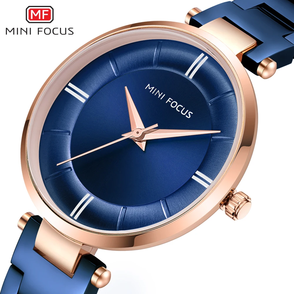 Женские модные синие кварцевые часы MINIFOCUS женские наручные из нержавеющей стали