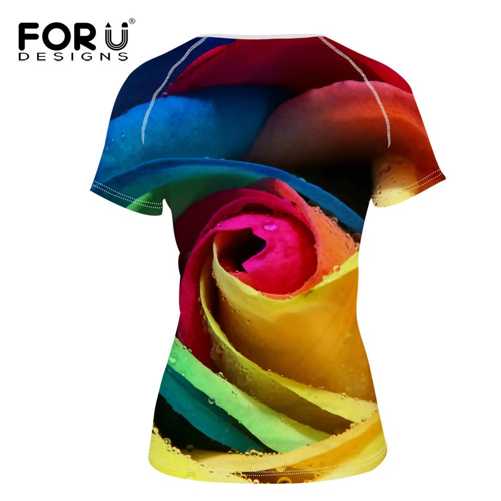 FORUDESIGNS/Модная женская футболка с 3D рисунком розы Повседневная брендовая одежда