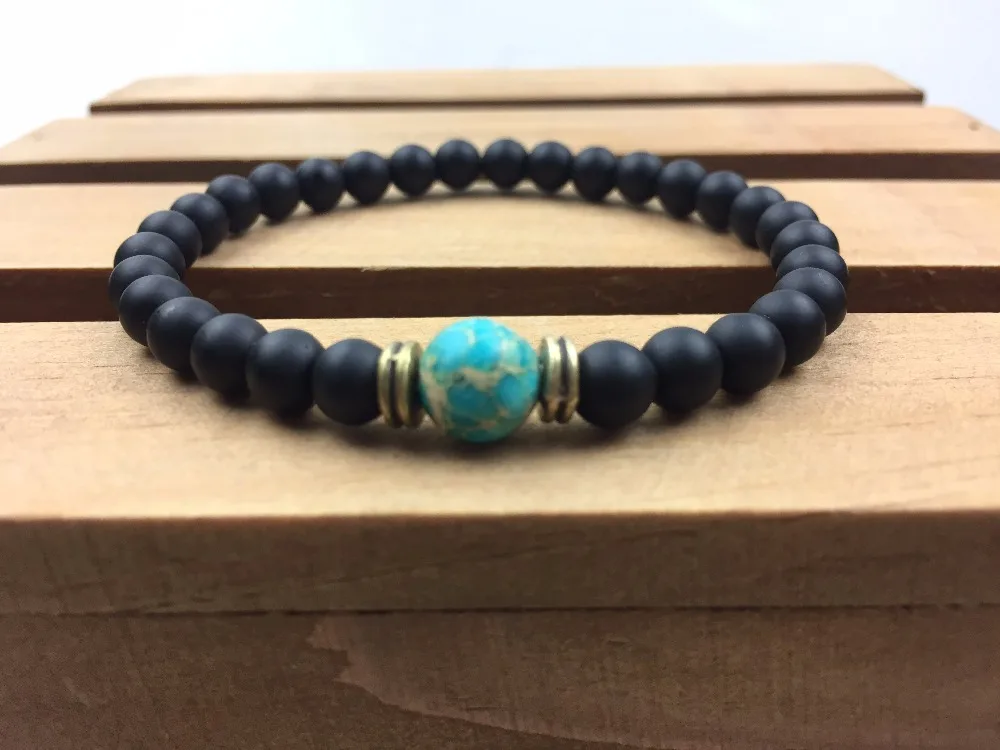 Natural Stone Bracelets 6MM Matte Onyx 8MM ImperialJasper Black Blue Regalite Bracelet Fashion Men's | Украшения и аксессуары