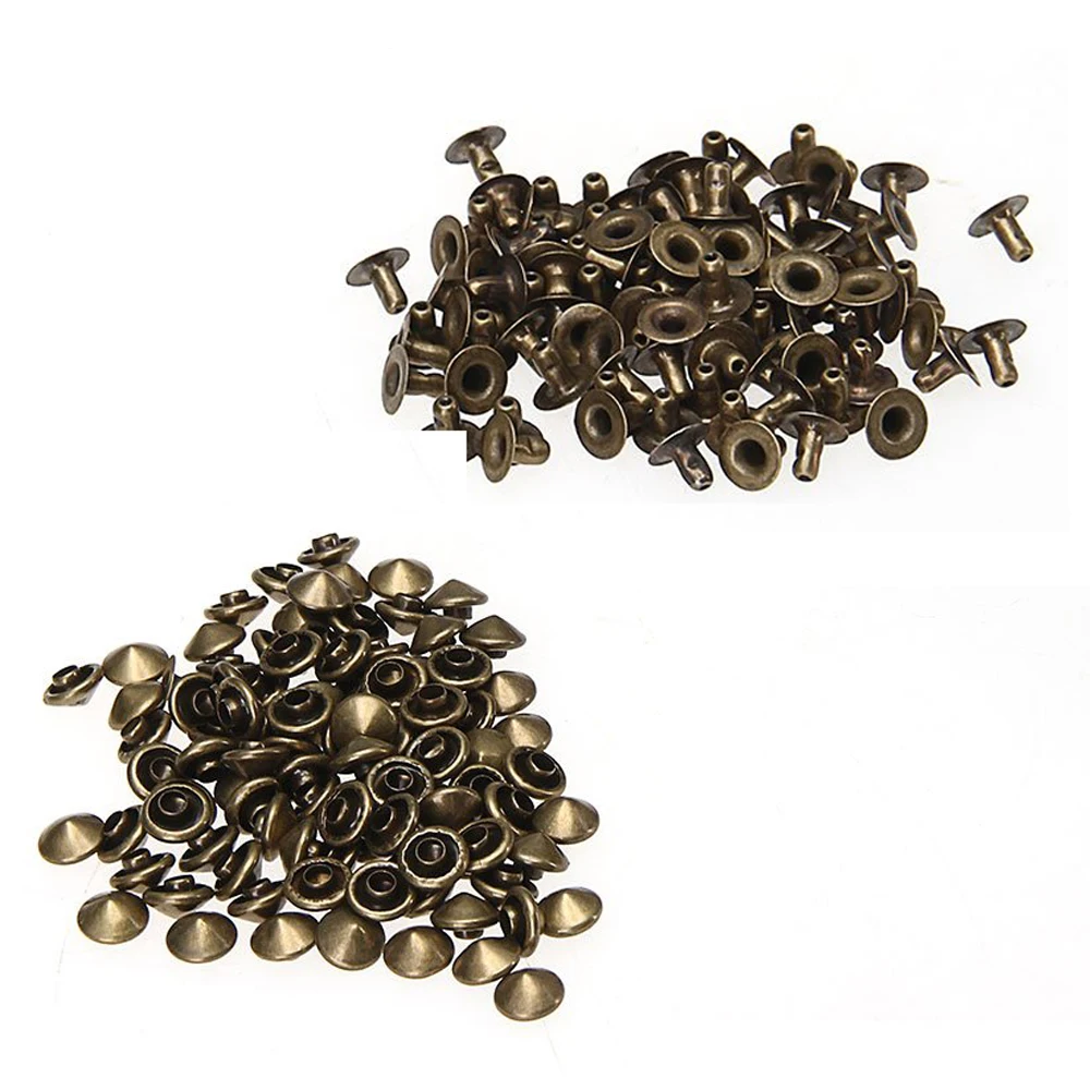 100 железная бронзовая коническая заклепка винтовые шпильки 6 мм для ювелирных