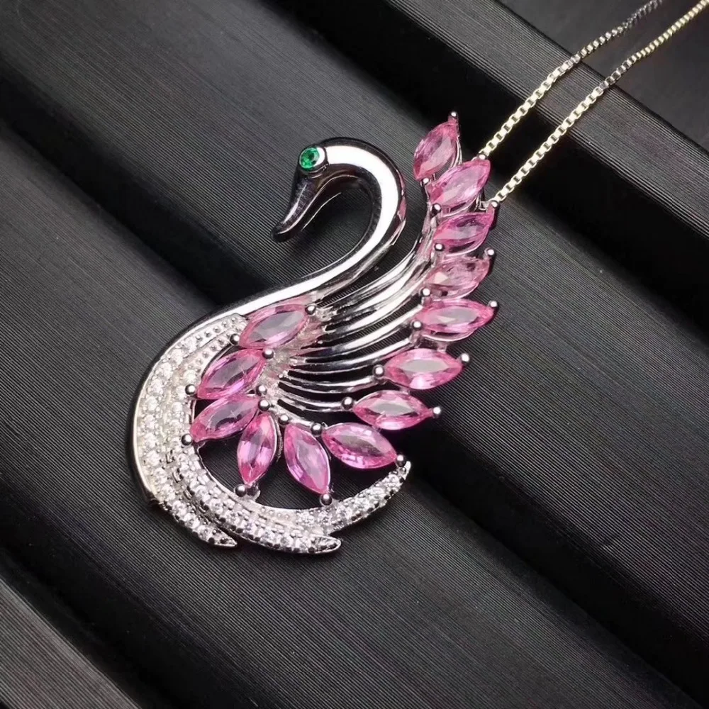 Fidelity natural 2.5*5mm pink sapphire s925 sterling silver Pendants fine jewelry gfit for women party gemstone | Украшения и
