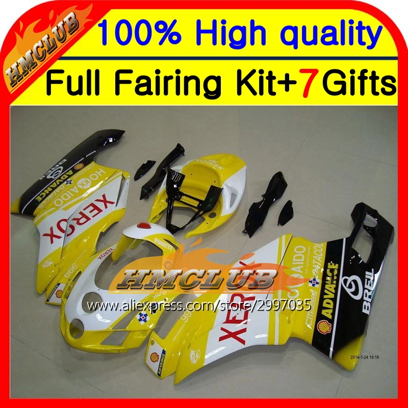 

Корпус! Новинка, желтый обтекатель XEROX для DUCATI 749-999 05-06 749S 999S 749R 749 999 7HM33 999R 749 2006 2005-2006 05 06 2005