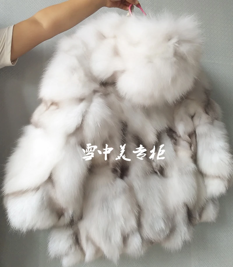 2017 роскошный новый Для женщин зима Настоящее Silver Fox меха с капюшоном пальто