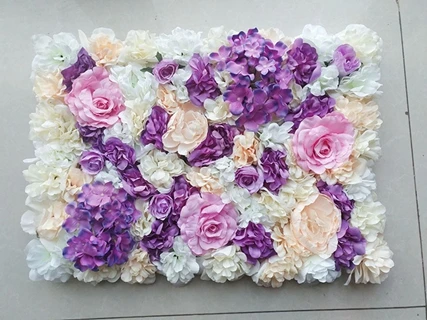 A purple white 40x60 см Шелковая Роза цветок шампанское искусственный цветок Для Свадебные Декорации цветок стены романтический свадебный фон Декор 16 цветов - Цвет: A purple white