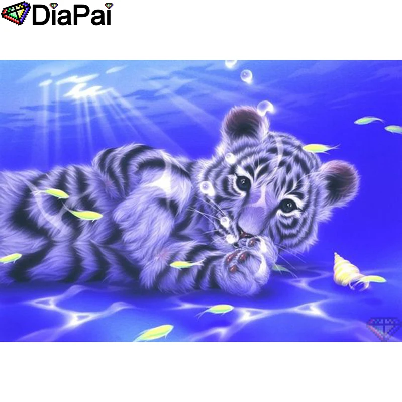 

DIAPAI 5D DIY Diamond Painting 100% Full Square/Round Drill "Animal tiger" Diamond Embroidery Cross Stitch 3D Decor A21936