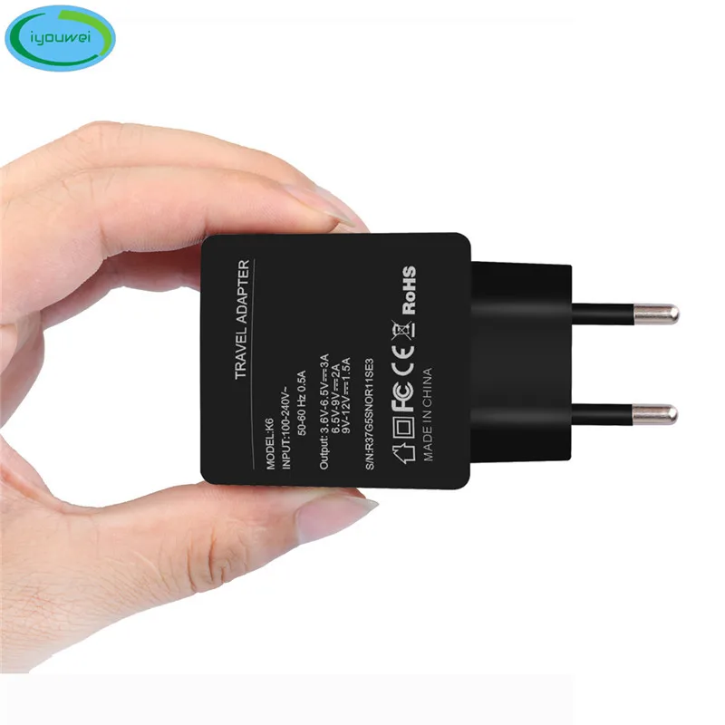 Iyouwei EU plug 18W Quick Charger QC3.0 Traval Wall Fast USB for cellphones tablets (Micro Or Typc C Cable free) | Мобильные