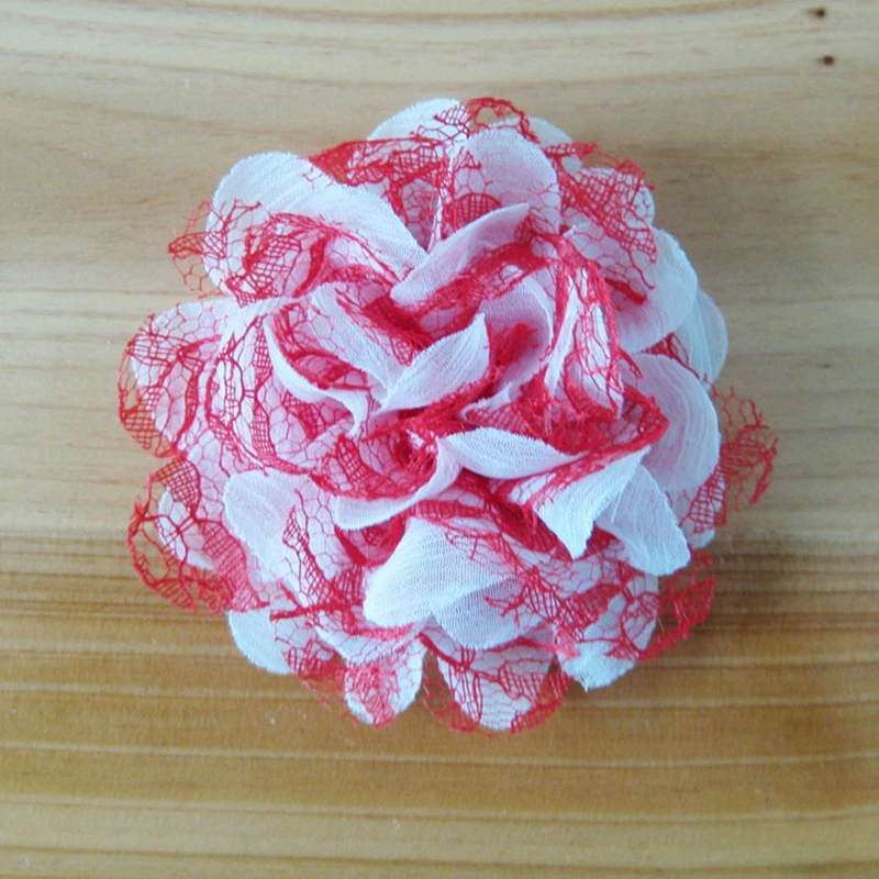 

10pcs/lot 4.5" 15colors Hair Clips Artificial Fabric Flowers For Headbands Mesh Shabby Chiffon Lace Flowers For Hair Accessories