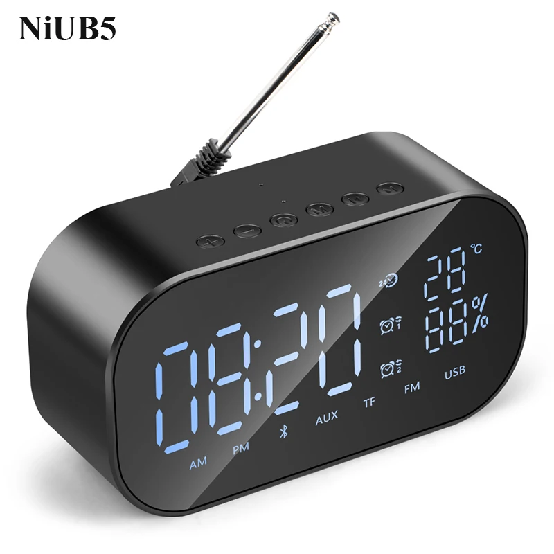 Будильник NiUB5 с Bluetooth динамиком беспроводной портативный музыкальный мини