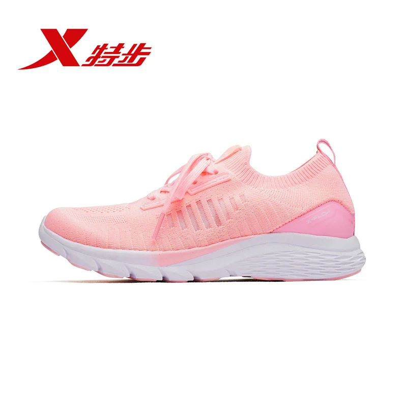 pink Xtep X-Flow модные Для Мужчин's Для женщин кроссовки шок поглощающие носки обувь Легкий дышащий материал беговые кроссовки унисекс 982219119573 - Цвет: pink