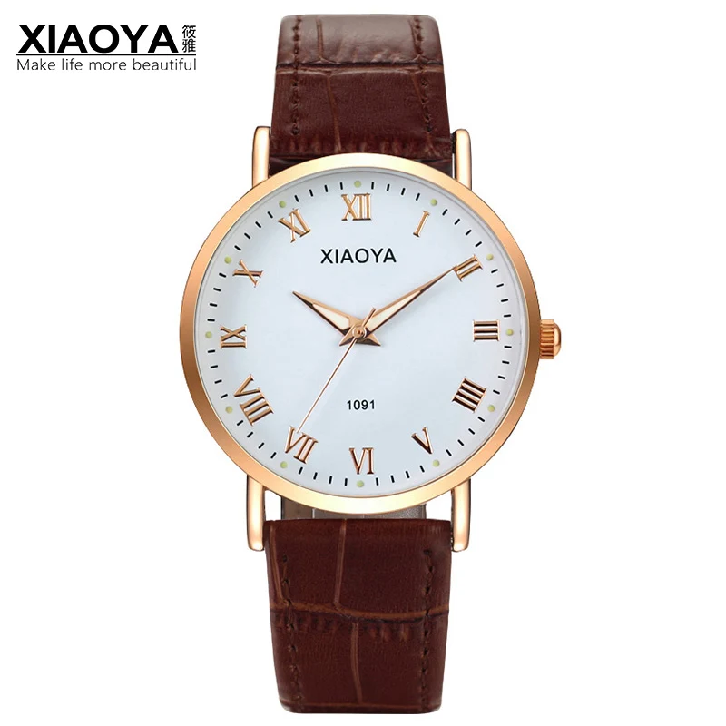 XIAOYA/модные Ультратонкие мужские наручные часы с кожаным ремешком простые