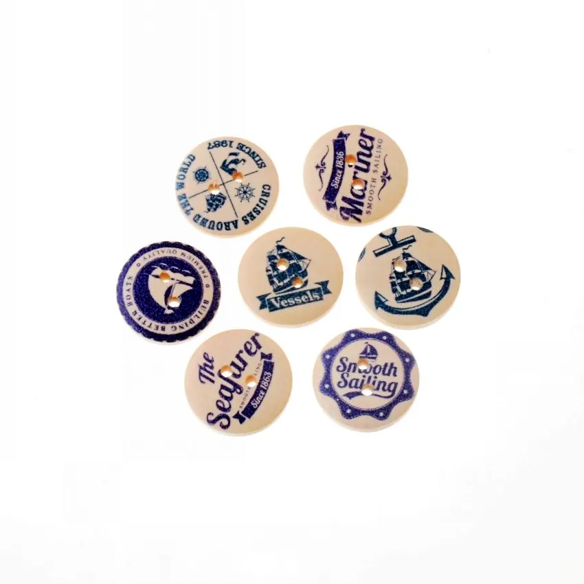 Free Shipping 10Pcs Random Mixed Round Style 2 Holes Wood Painting Sewing Buttons Scrapbooking 20mm | Дом и сад