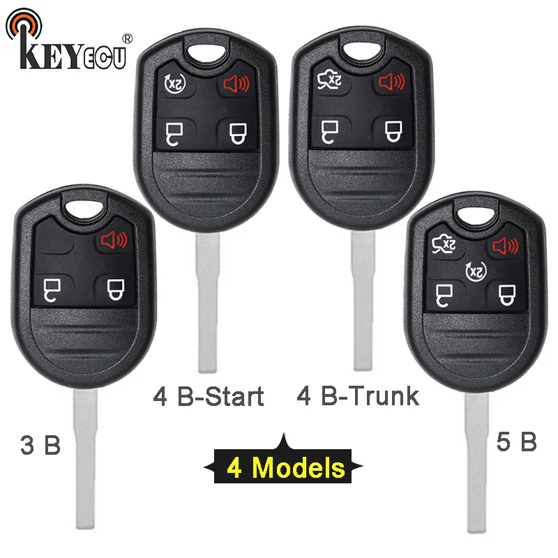 KEYECU 10x для Ford C Max Escape Focus Fiesta Transit Connect чехол дистанционного ключа Fob 2 + 1 3/ 3 4/ 4 5