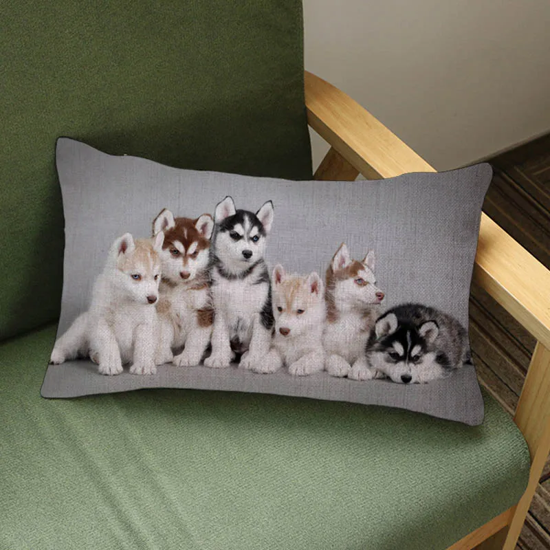 Милый домашний декоративный чехол для подушки Husky Puppy Dog Pom хлопковый льняной