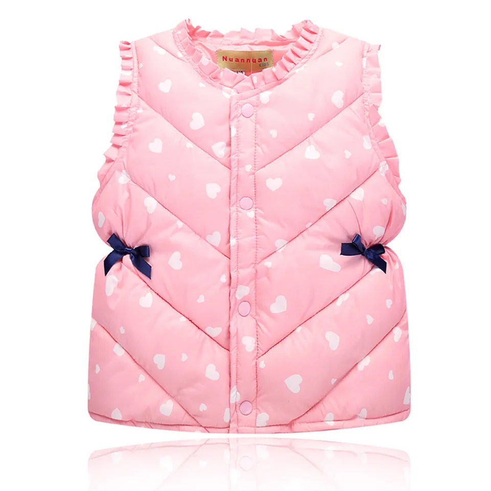 Детская одежда милые детские жилеты с принтом Верхняя одежда без рукавов для девочек, куртки Теплый хлопковый жилет для детей от 3 до 8 лет, жилет для девочек
