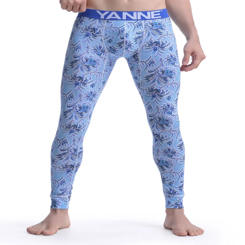 Новый Бренд мужская Цветочный Отпечатано Лонг Джонс Хлопок Термобелье