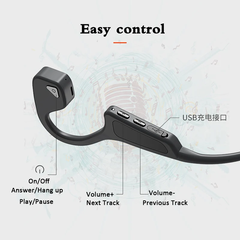 Наушники Bone Bluetooth 5 0 Гарнитура костной проводимости Беспроводные спортивные