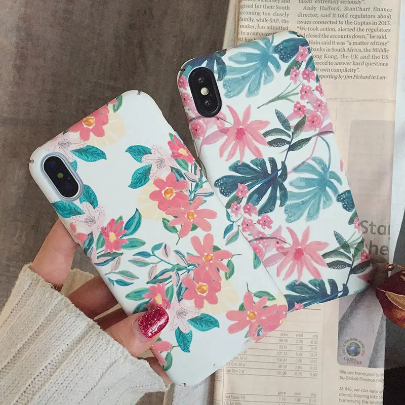Boucho Художественный Цветочный растительный лист чехол для iPhone X модный матовый 6 6s