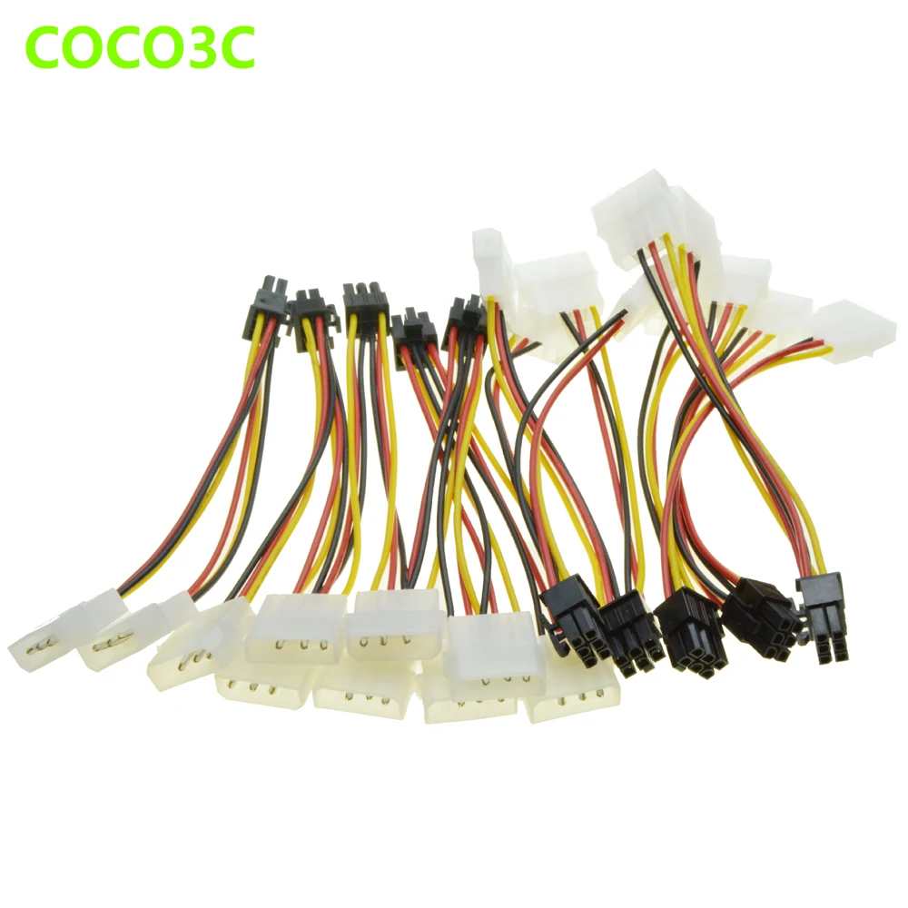 

6Pin Male 1 to 2 Molex IDE Male Power Supply Cable PCIe Graphics Card Power Port to D Plug for nVidia ATI AMD video card